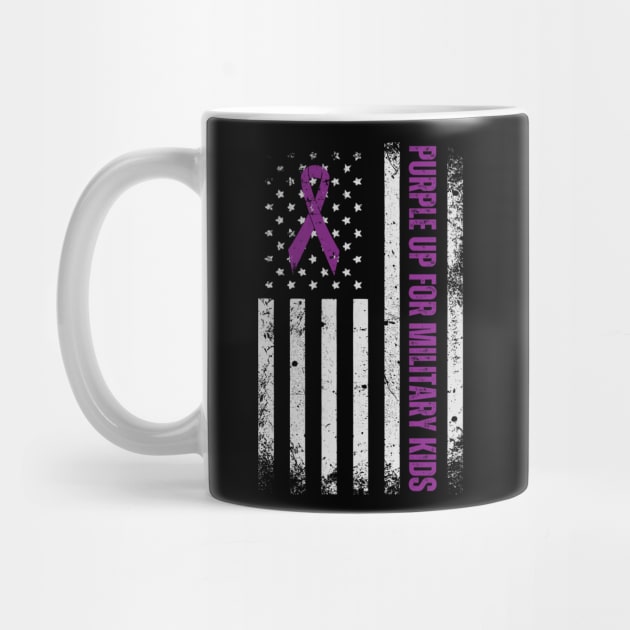 Purple Up For Military Kids Usa Flag by Creatifly Graphic Tees